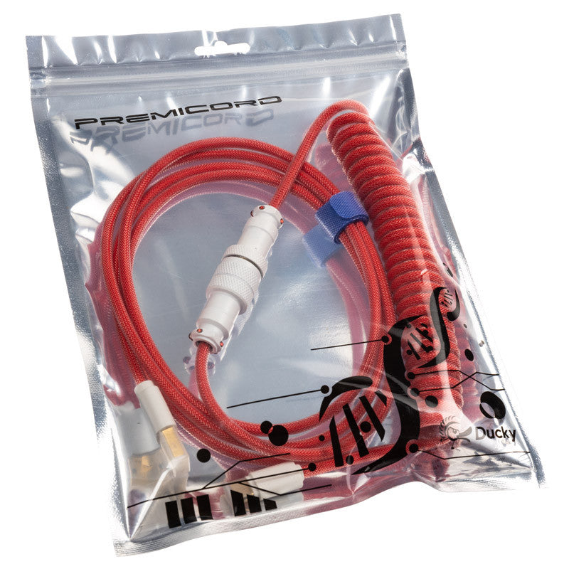 Ducky Premicord Apple Red Custom Coiled USB-C Keyboard Cable