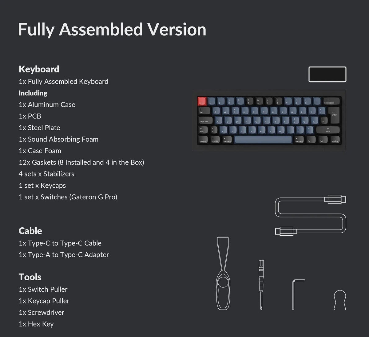 Keychron Q4 QMK Carbon Black RGB 60% ISO UK Gateron Red
