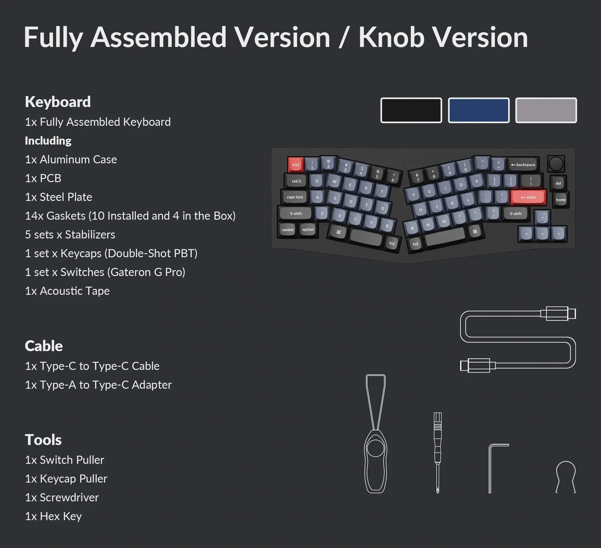 Keychron Q8 Knob RGB Alice Ergonomic ANSI Gateron Red