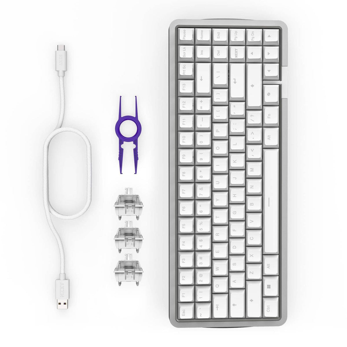 NZXT Function Elite RGB MiniTKL White ISO UK Mechanical Keyboard