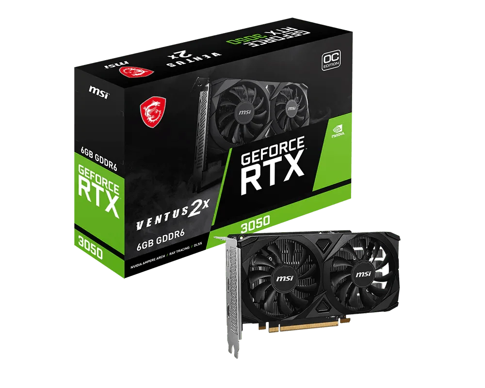 6GB MSI RTX 3050 Ventus 2X 6G E OC Graphics Card